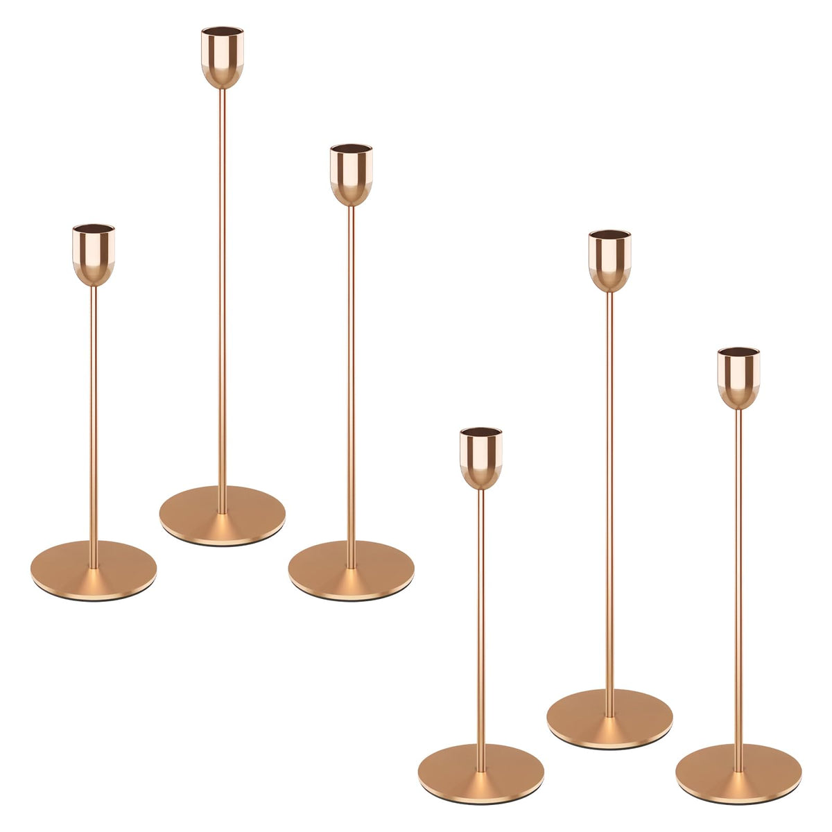 ChefBee 3PCS Black Tall Taper & Pillar Candle Candlestick Holder