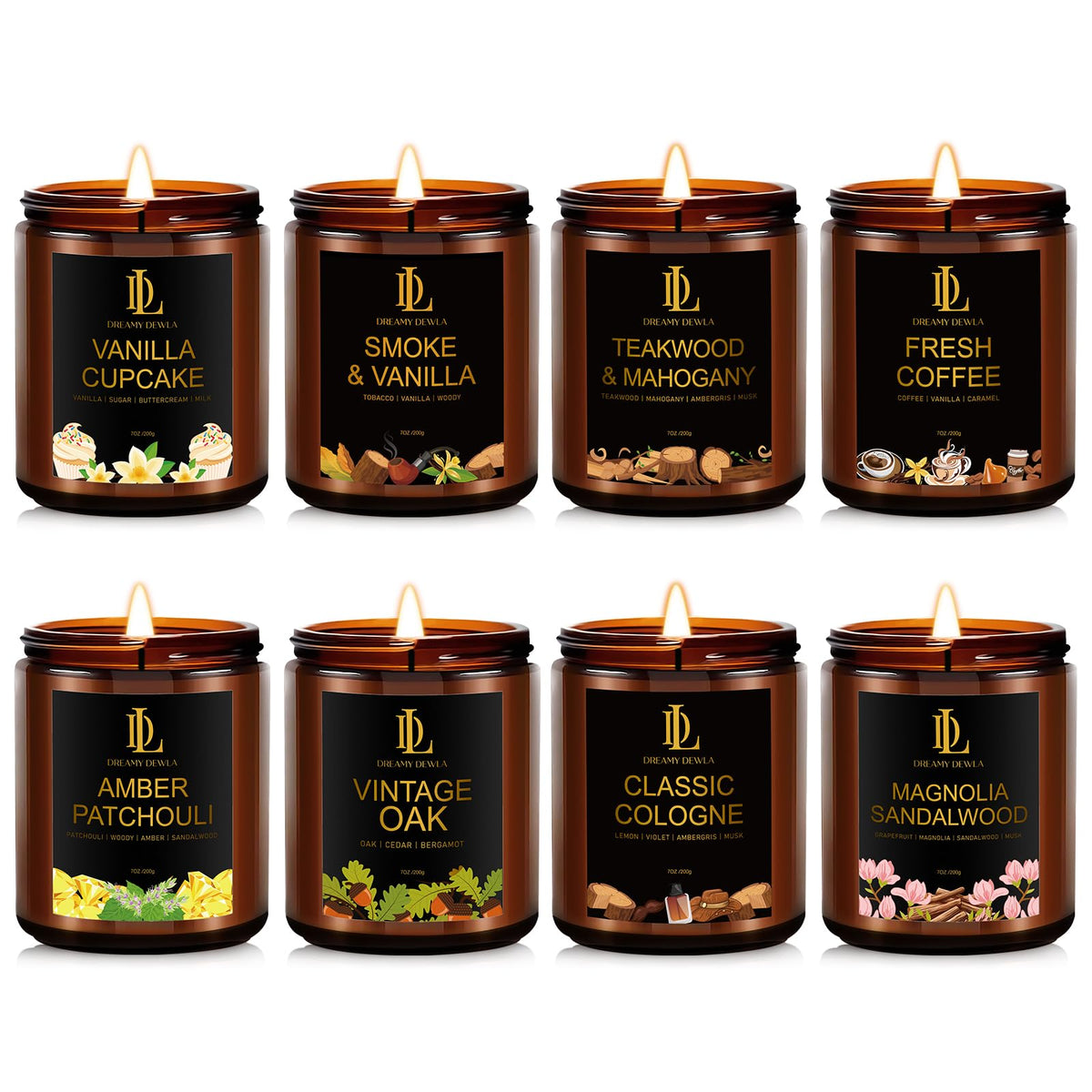 DL DREAMY DEWLA Fall Candles Set for Home Scented, 4 Pack 28oz, Soy Wax