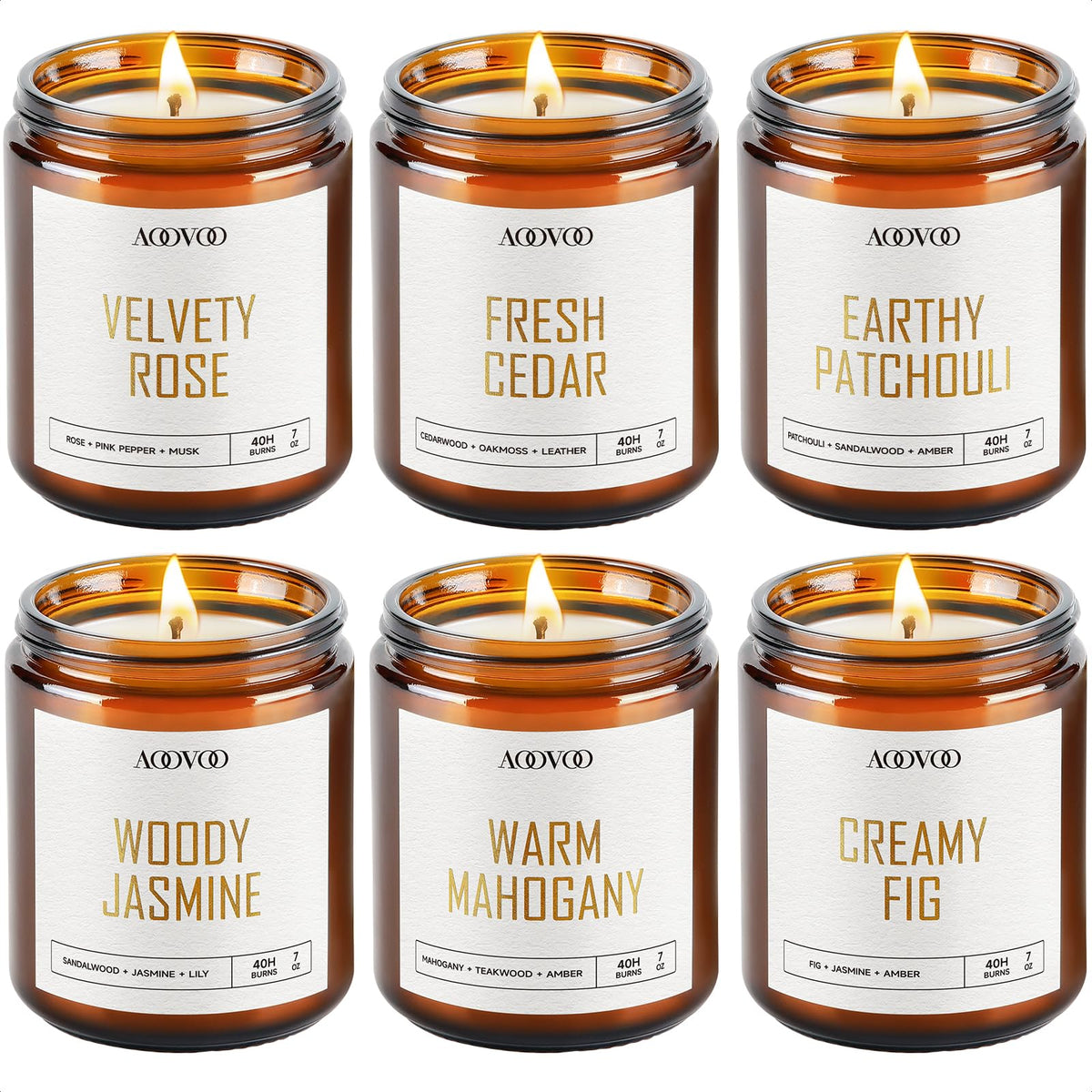 AOOVOO Fall Scented Candles - 6 PC Soy Candle, 42 oz