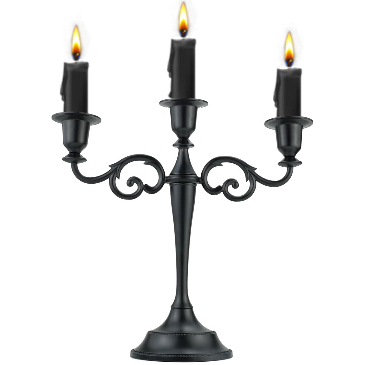 5-Arm Black Metal Candelabra Halloween Taper Holder Decor