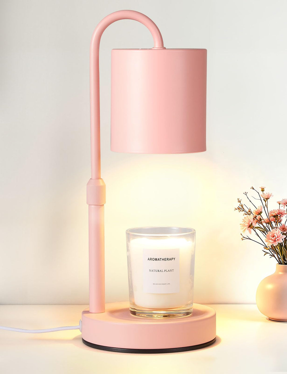 Briever Dimmable Candle Warmer Lamp with Timer, Height Adjustable Electric Candle Wax Warmer, Christmas Birthday Gifts for Women Mom, House Warming Gifts New Home Room Decor, Walnut Solid Wood Base