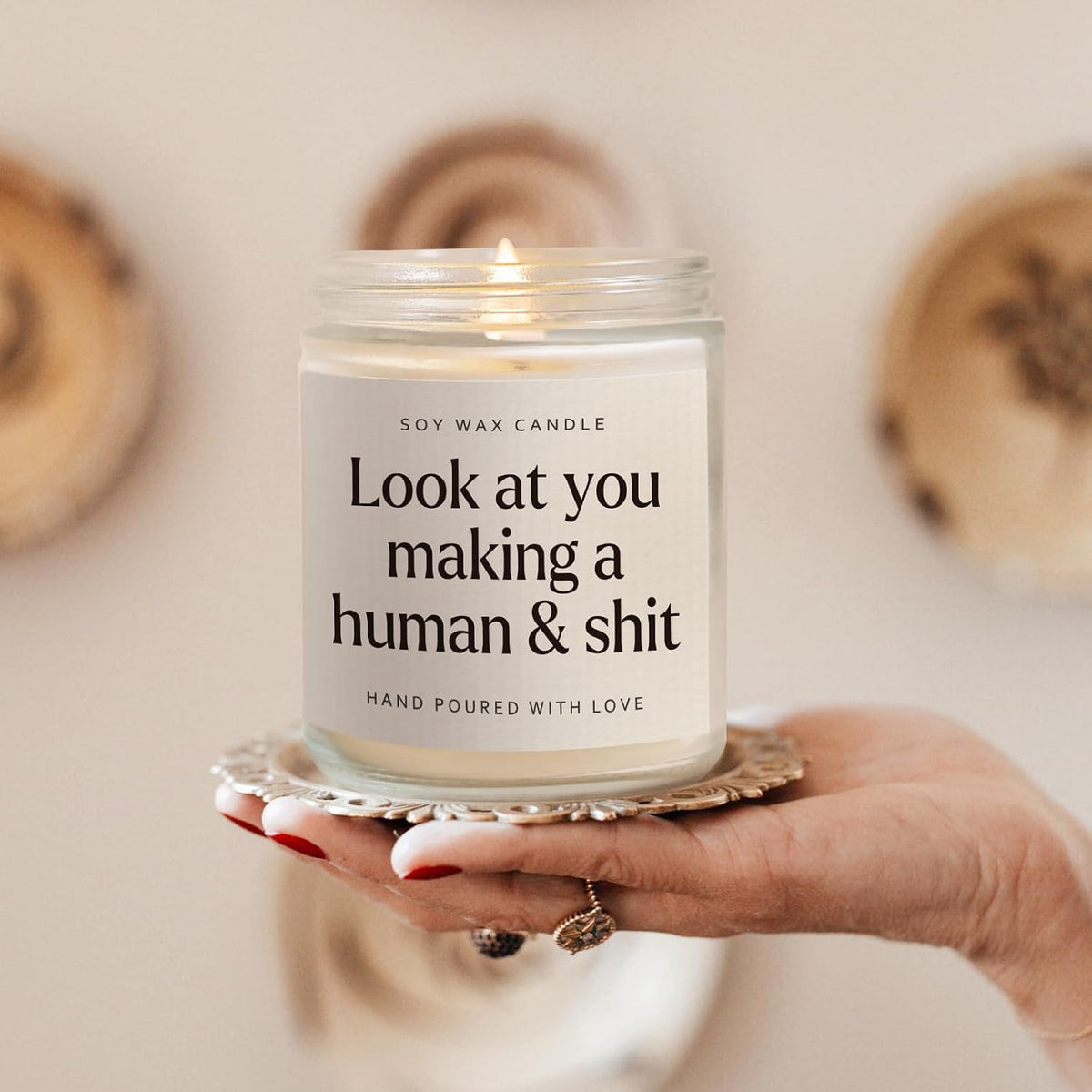 Funny New Mom Gifts, Handmade Scented Lavender Candle for New Mom