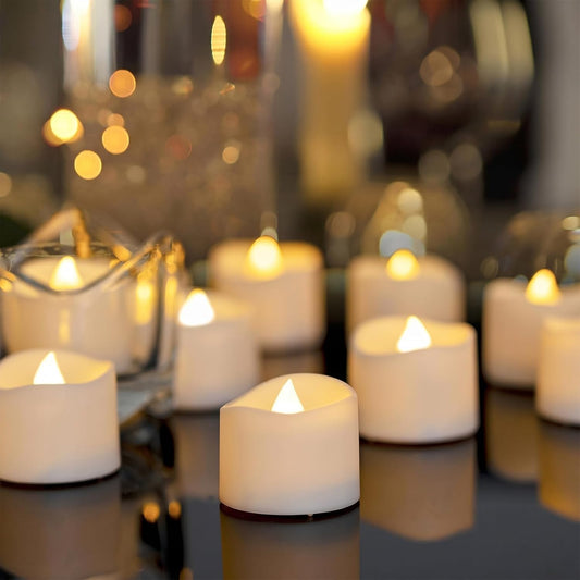 Homemory 48-Pack Novelty Flickering Flameless Tea Light Candles, 200+ Hours