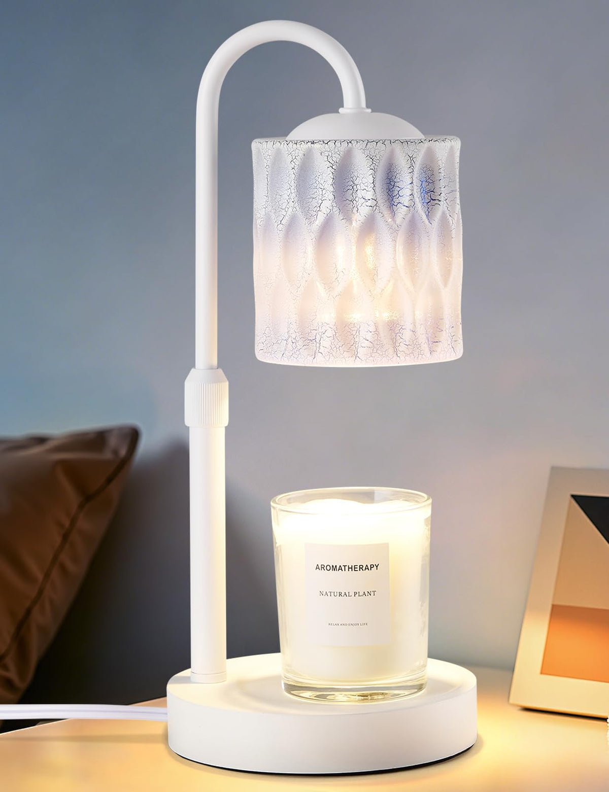 Briever Dimmable Candle Warmer Lamp with Timer, Height Adjustable Electric Candle Wax Warmer, Christmas Birthday Gifts for Women Mom, House Warming Gifts New Home Room Decor, Walnut Solid Wood Base