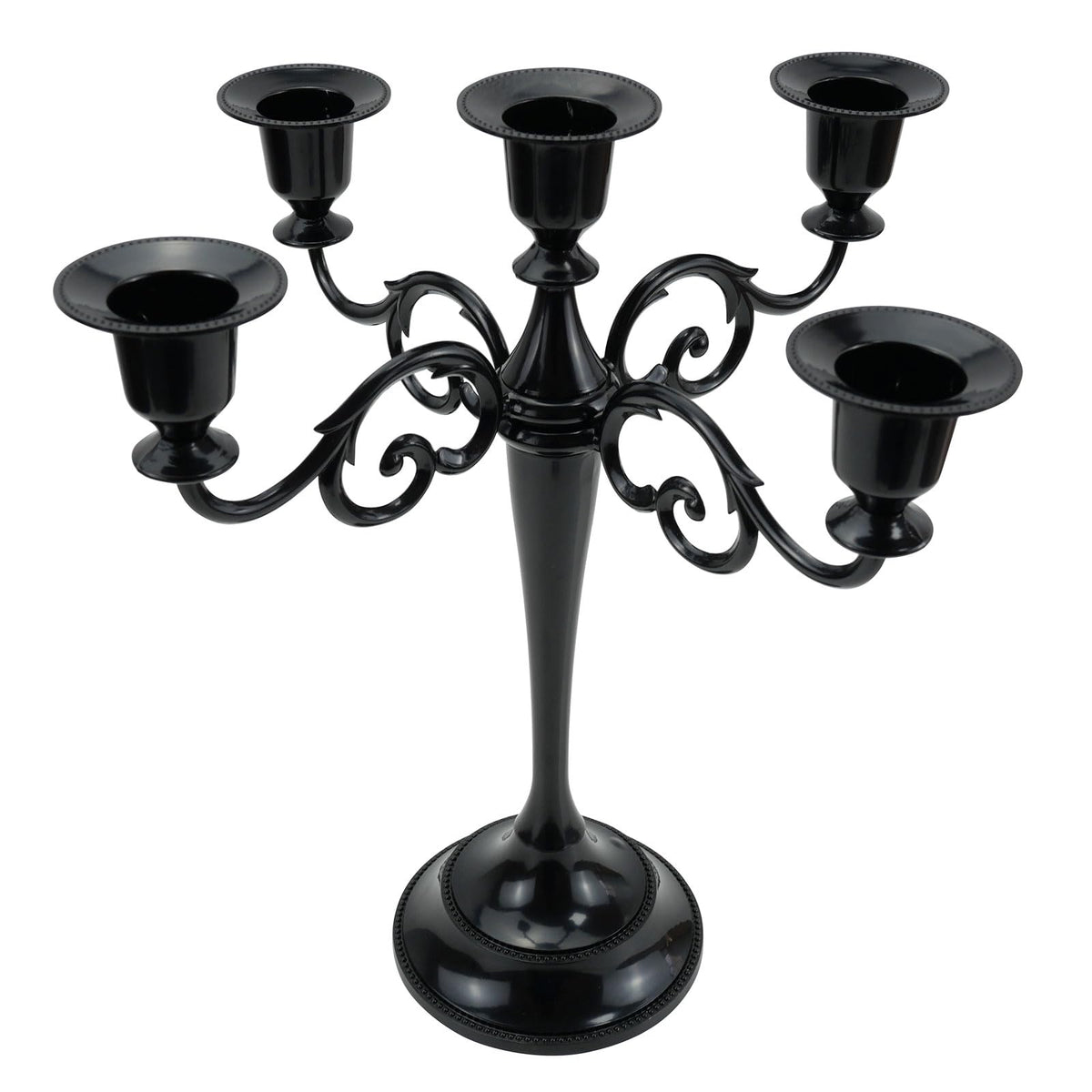 5-Arm Black Metal Candelabra Halloween Taper Holder Decor