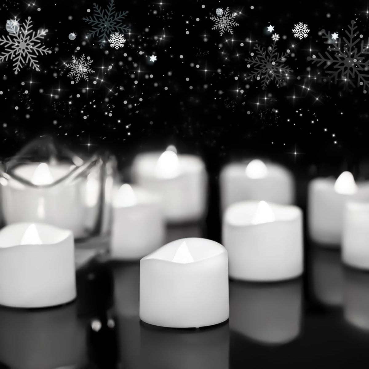 Homemory 48-Pack Novelty Flickering Flameless Tea Light Candles, 200+ Hours