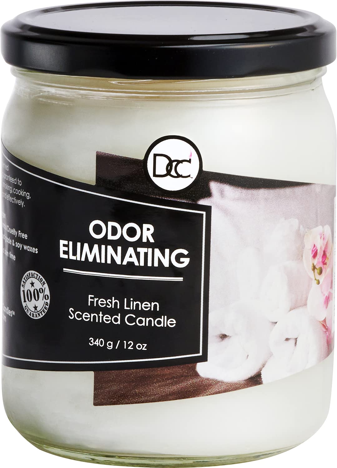 Vanilla Bean Odor Eliminating Highly Fragranced Candle - Eliminates 95% of Pet, Smoke, Food, and Other Smells Quickly - Up to 80 Hour Burn time - 12 Ounce Premium Soy Blend
