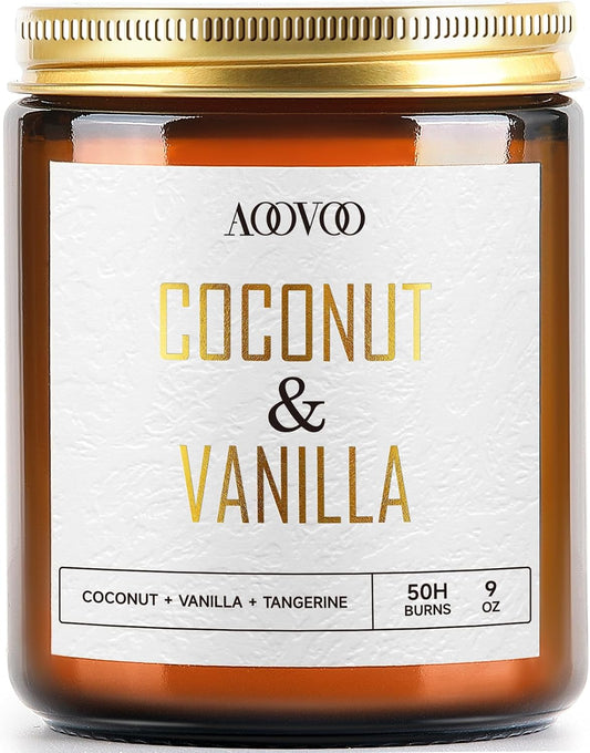 AOOVOO Coconut Vanilla Candles - 9 oz Scented Candles