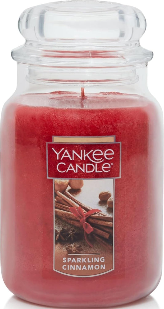 Yankee Candle Sparkling Cinnamon Scented Classic 22oz Large Jar Single Wick Candle Over 110 Hours of Burn Time