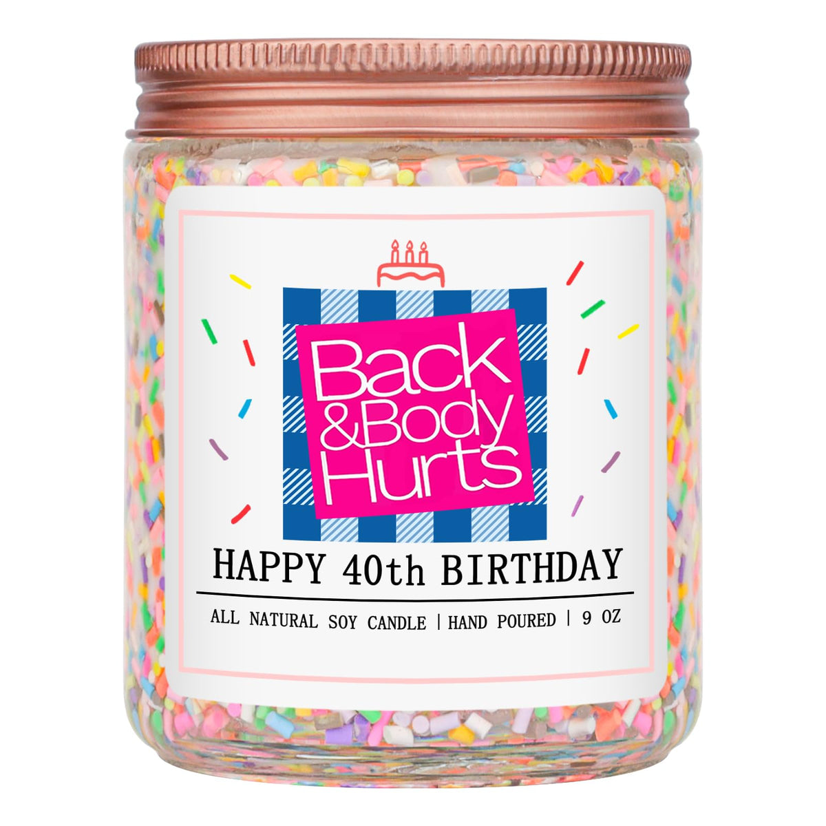Homsolver Birthday Candles Gift for Her and Him, Birthday Gifts for Women Men, Unique Best Friend Gift Ideas -Back & Body Hurts Happy Birthday Candle