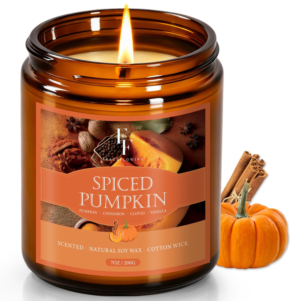 Fall Candles Set, 4 Pack Candles for Home Scented Natural Soy Wax, Autumn Gifts Set for Women Men, Fall Fragrance of Pumpkin/Cinnamon/Vanilla Cupcake/Apple