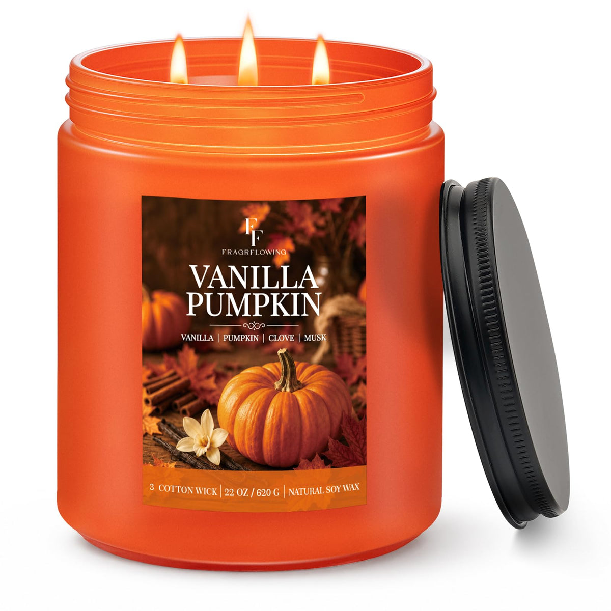 Fall Candles Set, 4 Pack Candles for Home Scented Natural Soy Wax, Autumn Gifts Set for Women Men, Fall Fragrance of Pumpkin/Cinnamon/Vanilla Cupcake/Apple