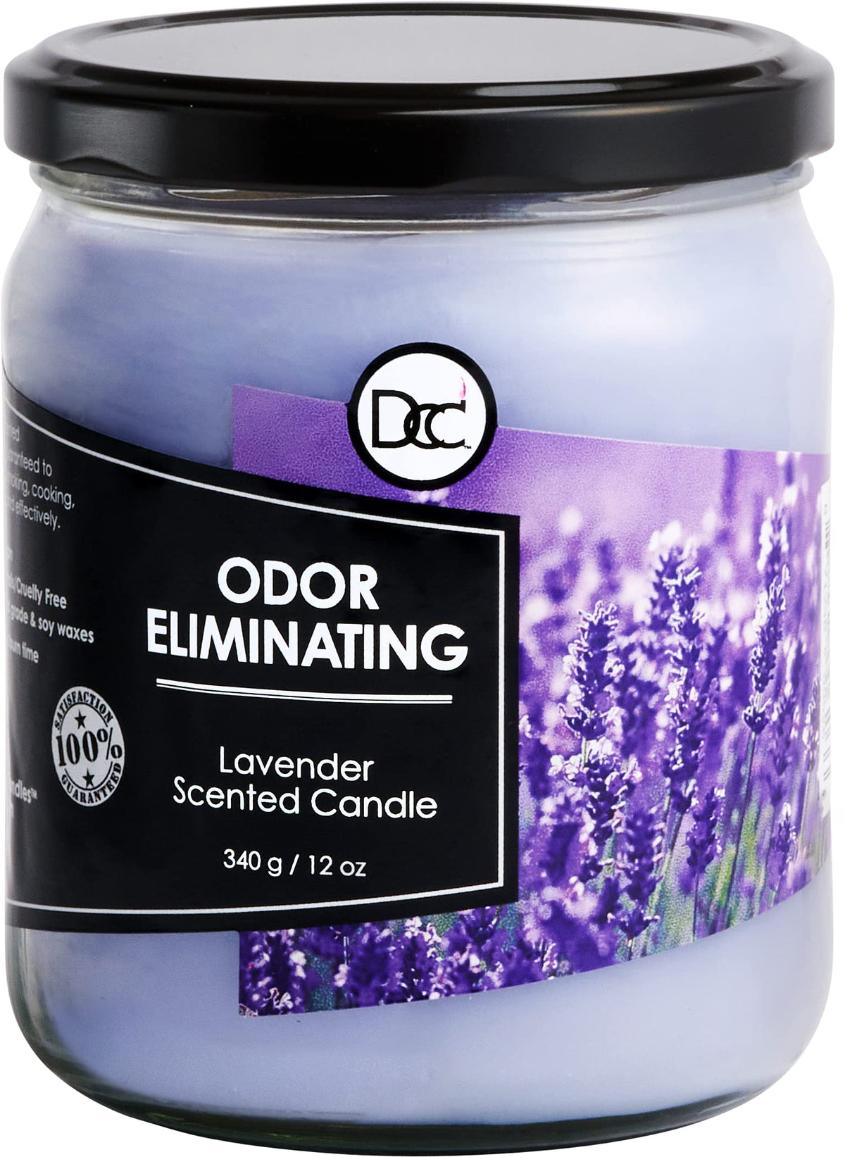 Vanilla Bean Odor Eliminating Highly Fragranced Candle - Eliminates 95% of Pet, Smoke, Food, and Other Smells Quickly - Up to 80 Hour Burn time - 12 Ounce Premium Soy Blend