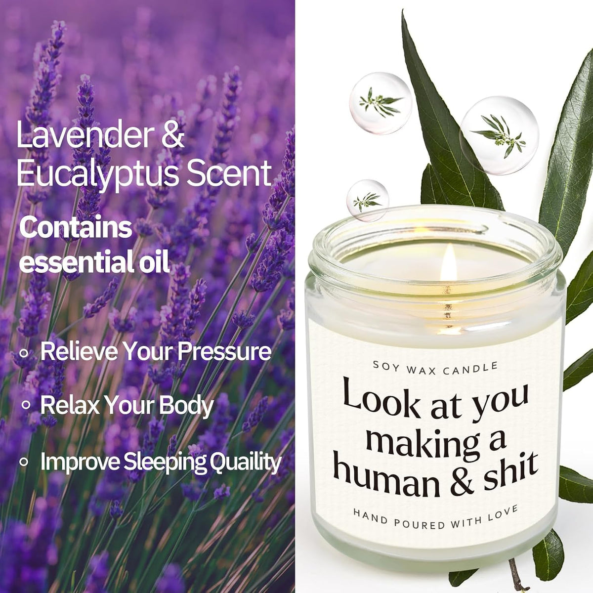 Funny New Mom Gifts, Handmade Scented Lavender Candle for New Mom