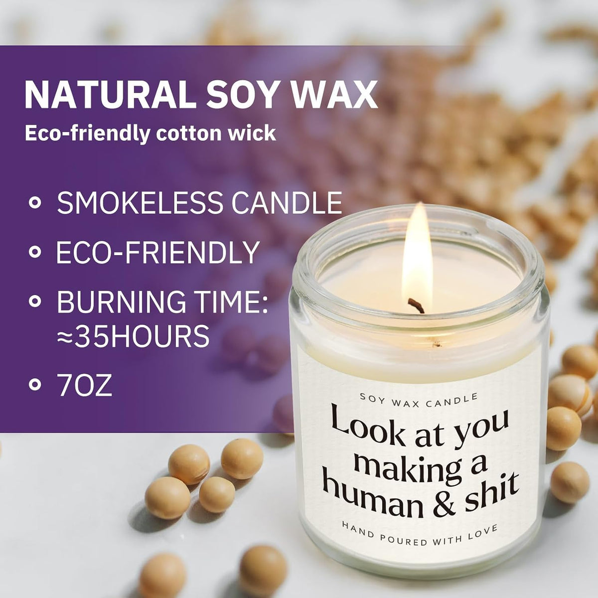 Funny New Mom Gifts, Handmade Scented Lavender Candle for New Mom
