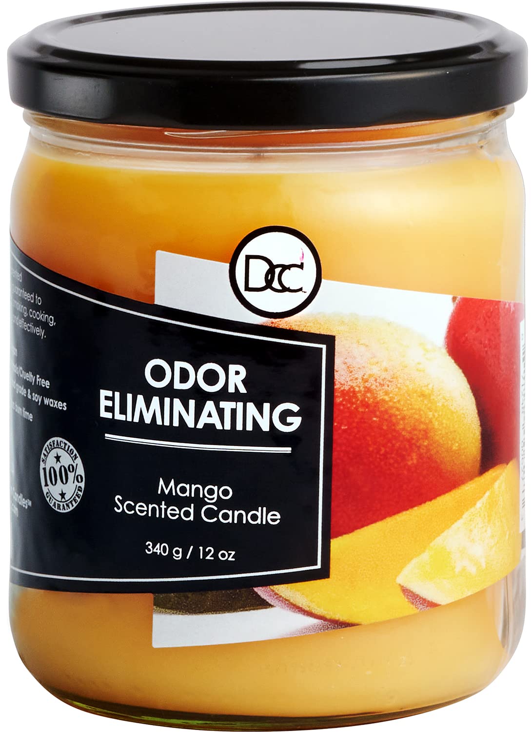 Vanilla Bean Odor Eliminating Highly Fragranced Candle - Eliminates 95% of Pet, Smoke, Food, and Other Smells Quickly - Up to 80 Hour Burn time - 12 Ounce Premium Soy Blend
