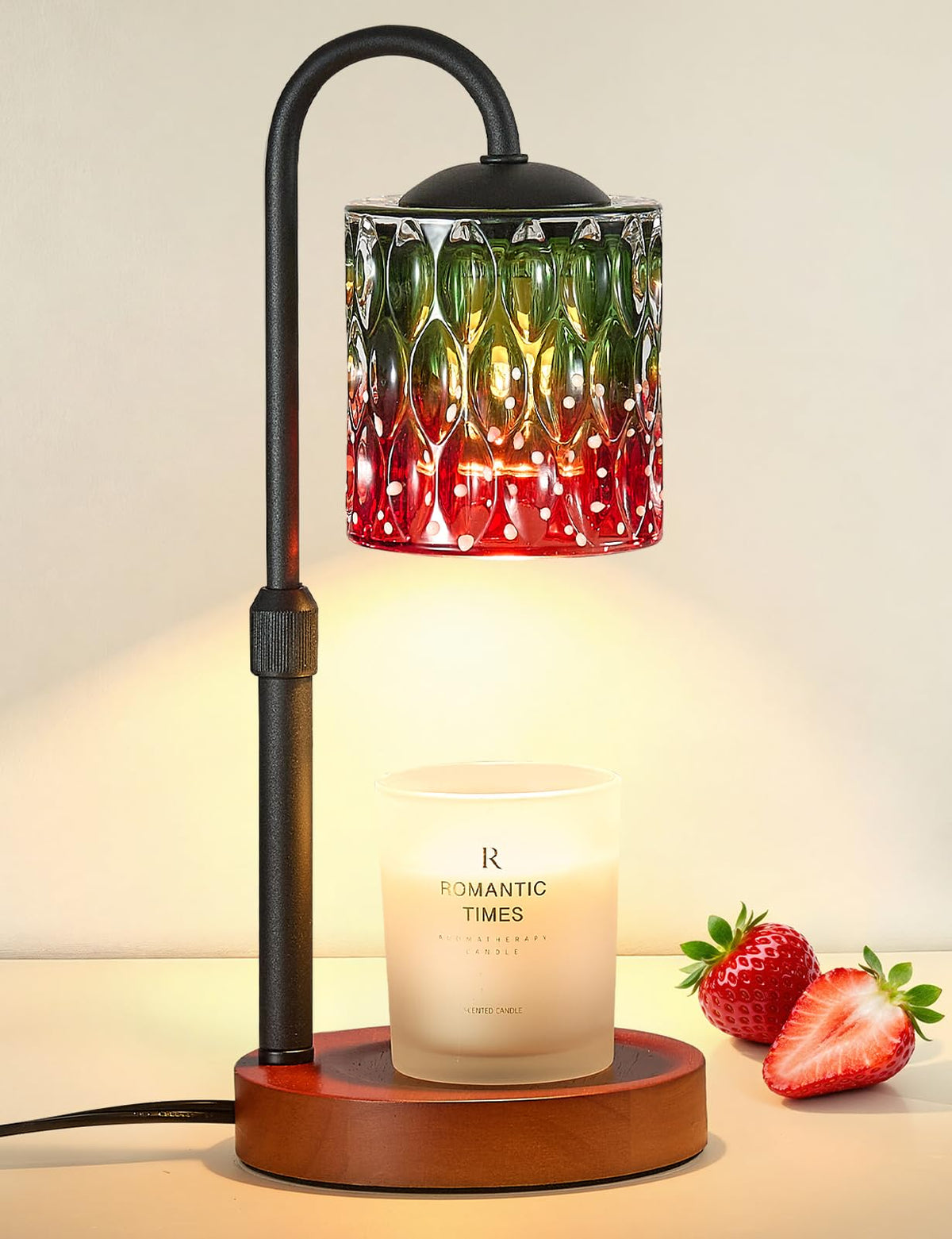 Briever Dimmable Candle Warmer Lamp with Timer, Height Adjustable Electric Candle Wax Warmer, Christmas Birthday Gifts for Women Mom, House Warming Gifts New Home Room Decor, Walnut Solid Wood Base