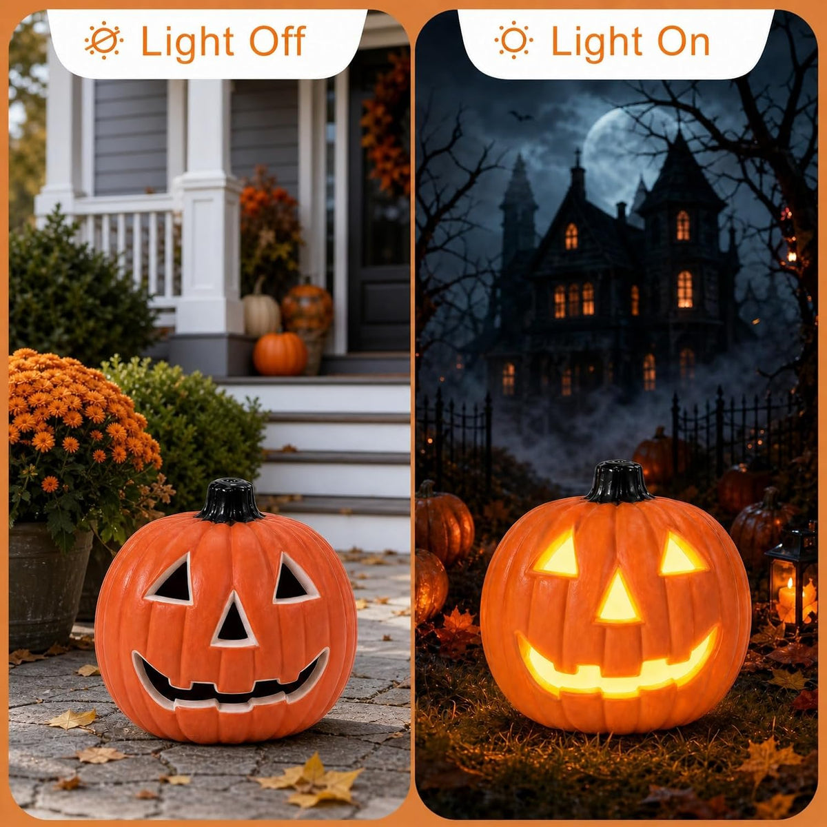 8 Inch LED Halloween Pumpkin Decorations, Lighted Indoor Outdoor Decor