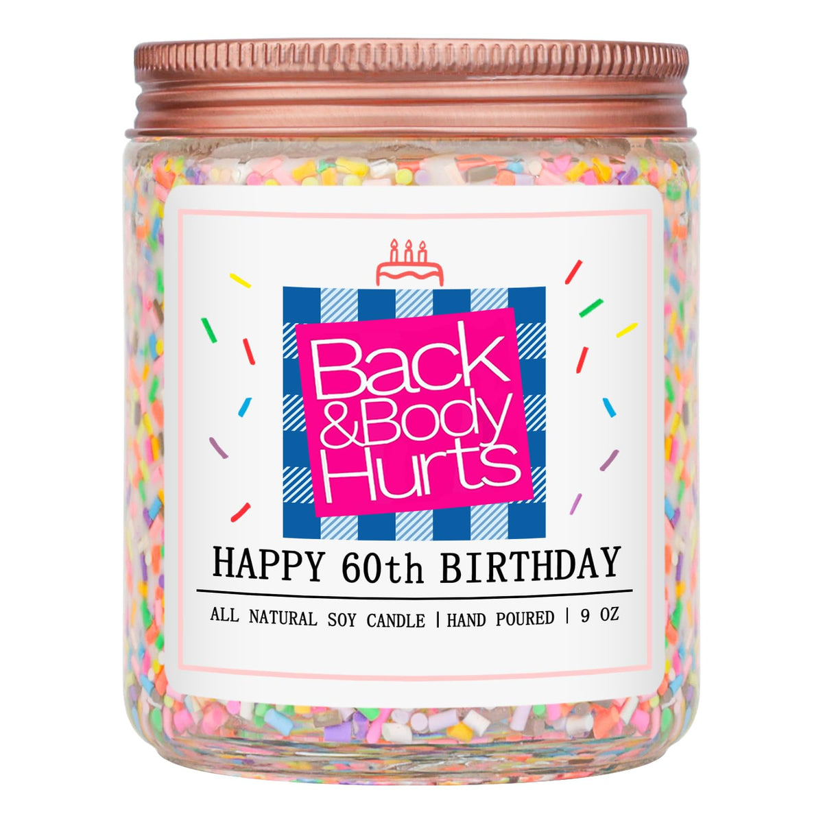 Homsolver Birthday Candles Gift for Her and Him, Birthday Gifts for Women Men, Unique Best Friend Gift Ideas -Back & Body Hurts Happy Birthday Candle