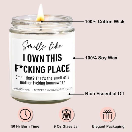 Younift Funny Scented Candle, House Warming Gifts New Home, Housewarming Gifts for Women, Men, Couple, New Homeowner - First Apartment Essentials - Closing Presents for Home Buyers - 9 oz