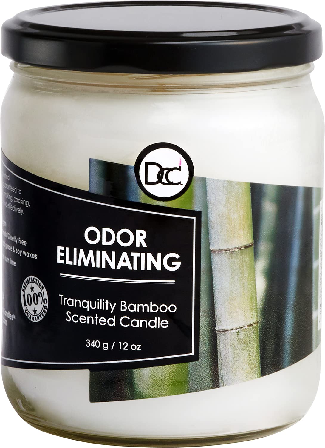 Vanilla Bean Odor Eliminating Highly Fragranced Candle - Eliminates 95% of Pet, Smoke, Food, and Other Smells Quickly - Up to 80 Hour Burn time - 12 Ounce Premium Soy Blend