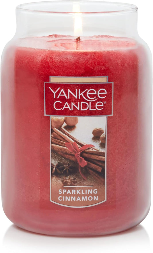 Yankee Candle Sparkling Cinnamon Scented Classic 22oz Large Jar Single Wick Candle Over 110 Hours of Burn Time