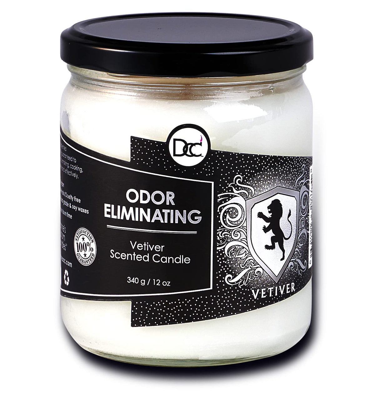 Vanilla Bean Odor Eliminating Highly Fragranced Candle - Eliminates 95% of Pet, Smoke, Food, and Other Smells Quickly - Up to 80 Hour Burn time - 12 Ounce Premium Soy Blend