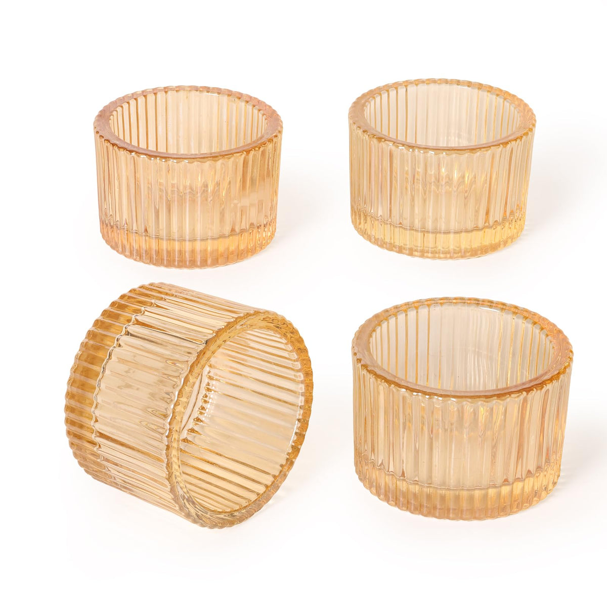 24 Pack Amber Tealight Candle Holders, Glass Votive Candle Holders