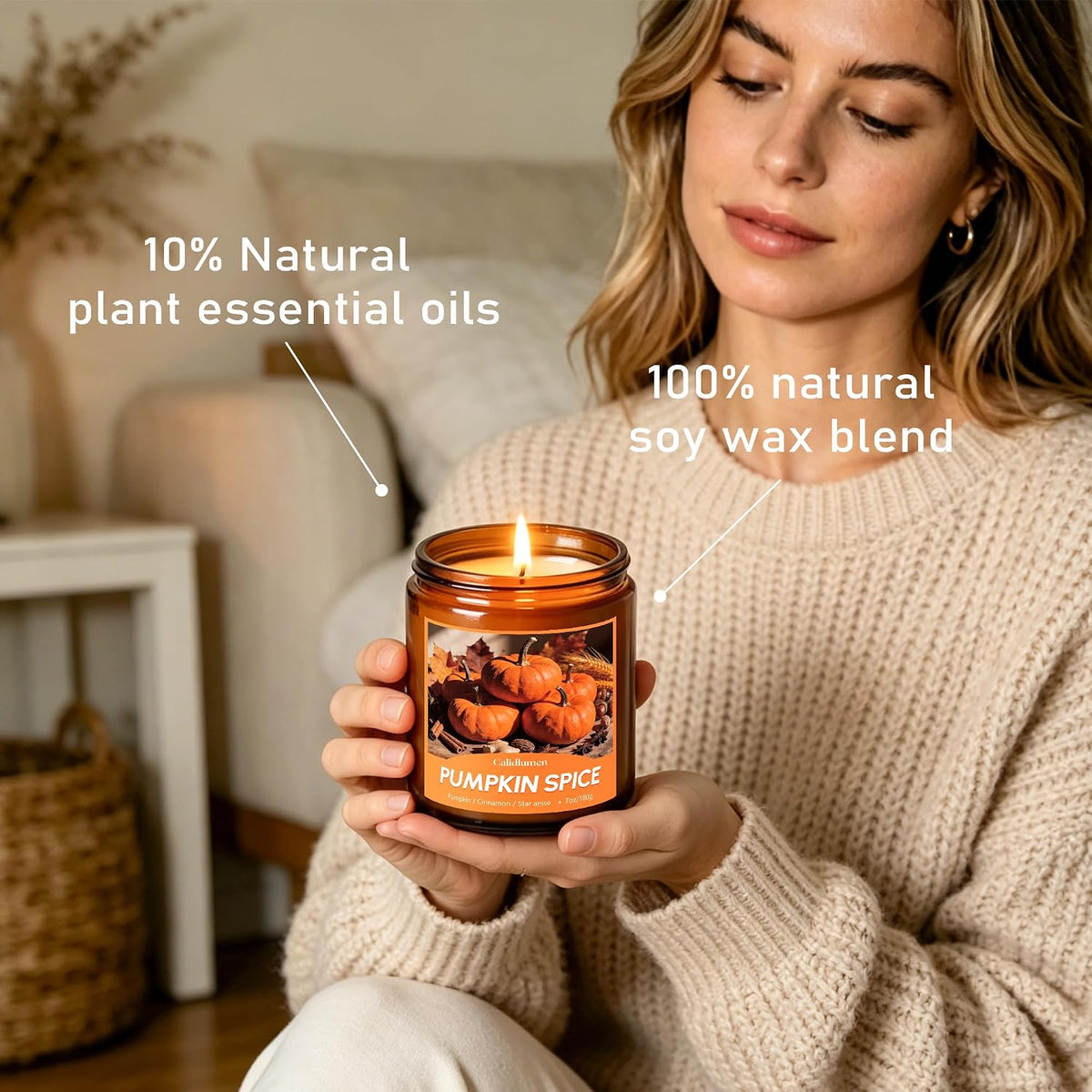 Fall Scented Candles - 6 PC Soy Wax Candle, 42 oz