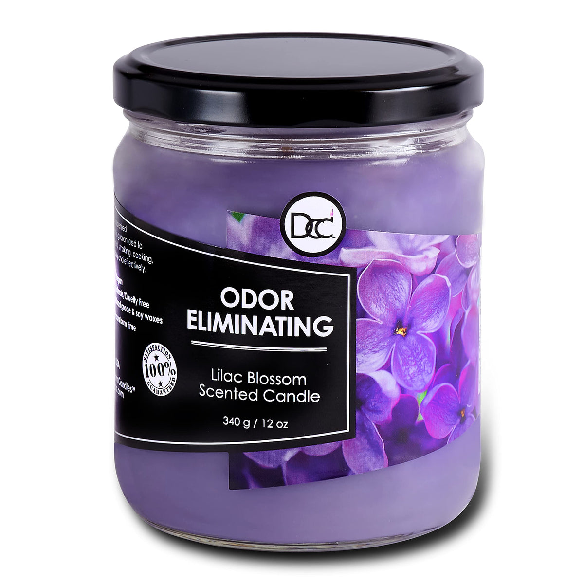 Vanilla Bean Odor Eliminating Highly Fragranced Candle - Eliminates 95% of Pet, Smoke, Food, and Other Smells Quickly - Up to 80 Hour Burn time - 12 Ounce Premium Soy Blend