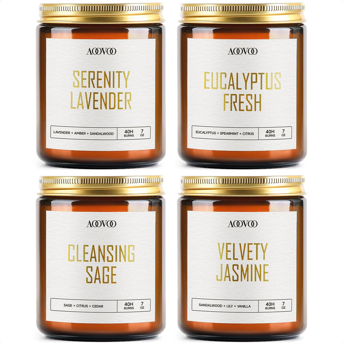 AOOVOO Scented Candles - 4PC Candle Set, 36 oz Soy Candles