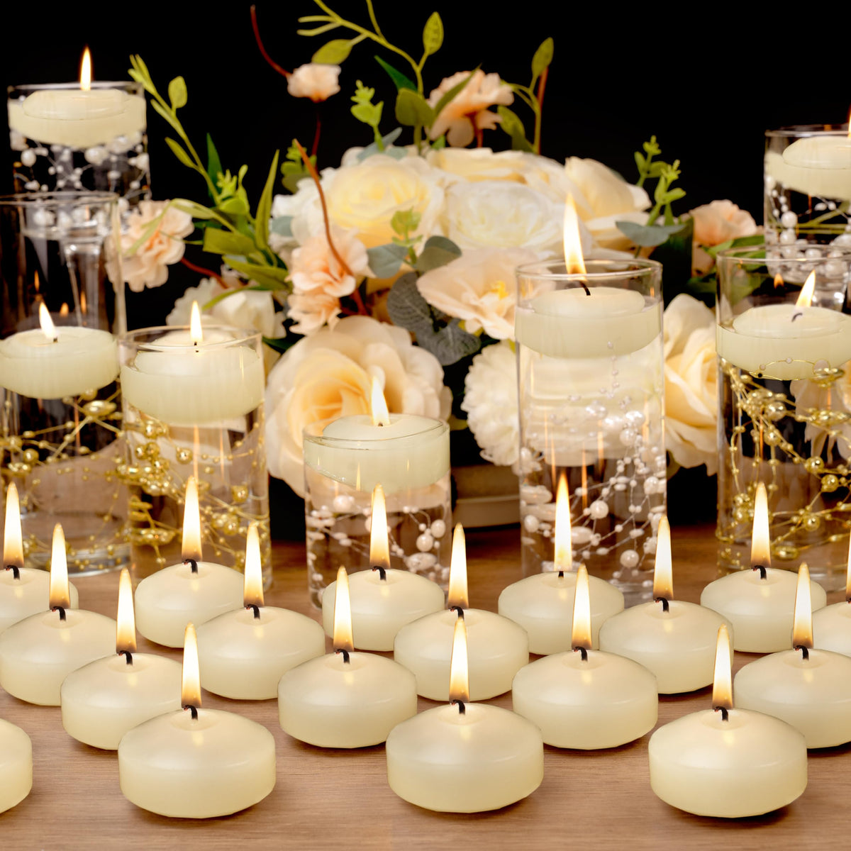 Floating Candles 2-Inch - 12 Pack White Unscented Floating Candles Smokeless Slow Burning Water Candle Set for Centerpieces Wedding Party Gifts Home Decor