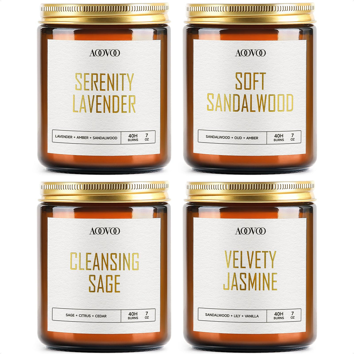 AOOVOO Scented Candles - 4PC Candle Set, 36 oz Soy Candles