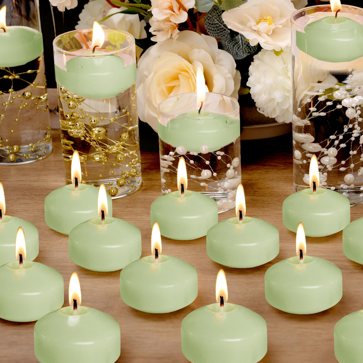 Floating Candles 2-Inch - 12 Pack White Unscented Floating Candles Smokeless Slow Burning Water Candle Set for Centerpieces Wedding Party Gifts Home Decor