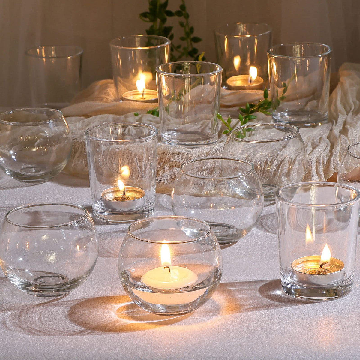 24 Pcs Assorted Gold Votive Candle Holders, Mercury Glass Tea Lights Holder