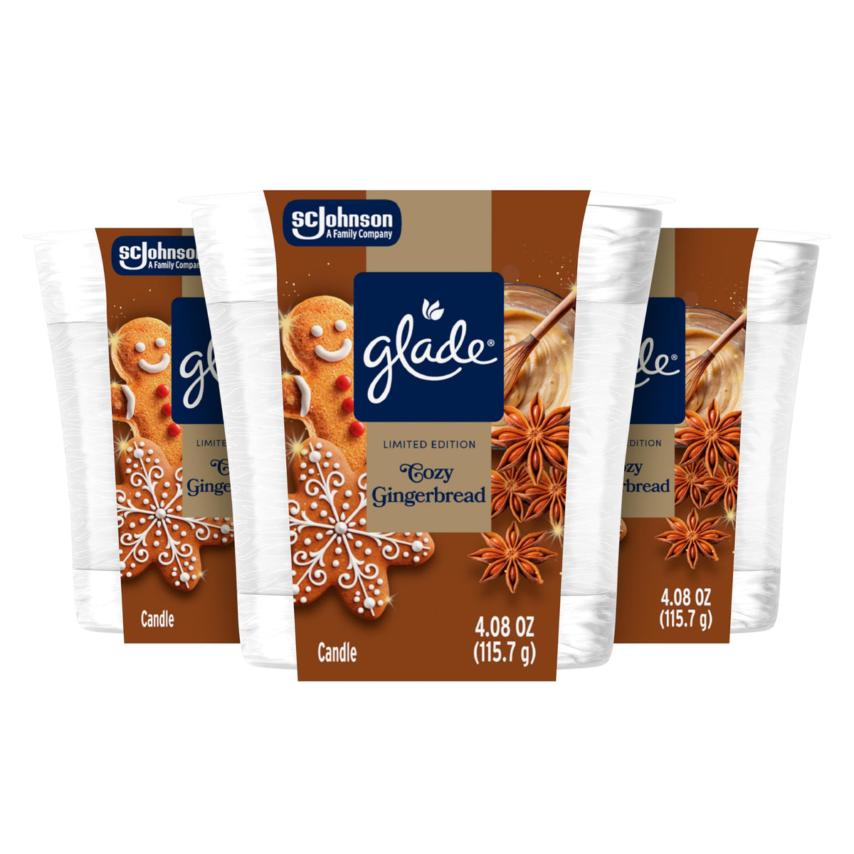 Glade Jar Candle, Golden Pumpkin & Spice, 4.08oz., 3 Count