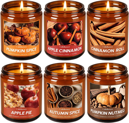 Fall Scented Candles - 6 PC Soy Wax Candle, 42 oz