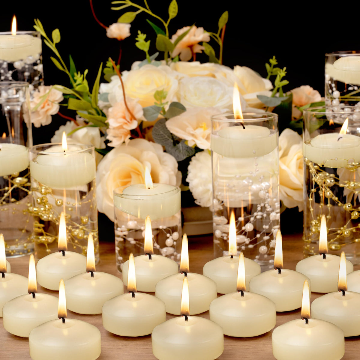 Floating Candles 2-Inch - 12 Pack White Unscented Floating Candles Smokeless Slow Burning Water Candle Set for Centerpieces Wedding Party Gifts Home Decor