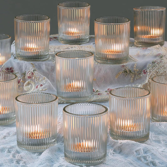 24 Pack Votive Candle Holders, Clear Tea Lights Candle Holder for Wedding