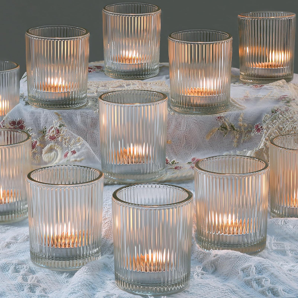 24 Pack Votive Candle Holders, Clear Tea Lights Candle Holder for Wedding