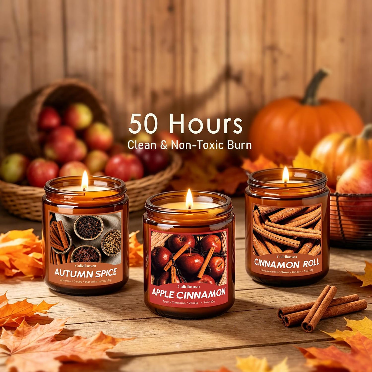 Fall Scented Candles - 6 PC Soy Wax Candle, 42 oz