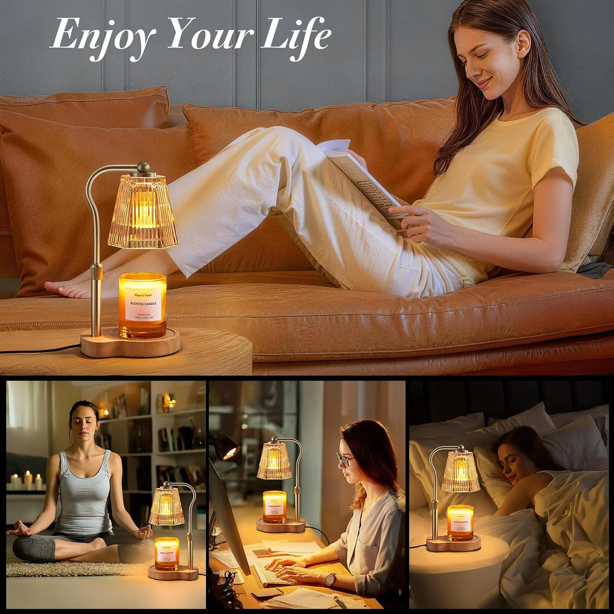 Candle Warmer Lamp with Timer Dimmable, Flameless Scented Wax Melter
