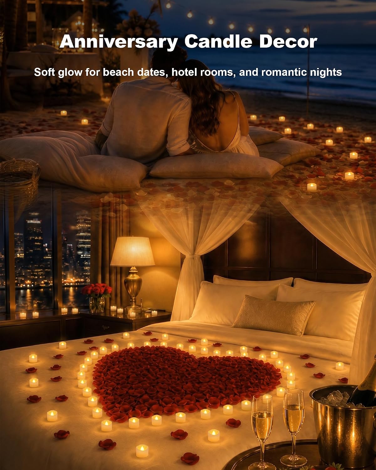 Homemory 48-Pack Novelty Flickering Flameless Tea Light Candles, 200+ Hours