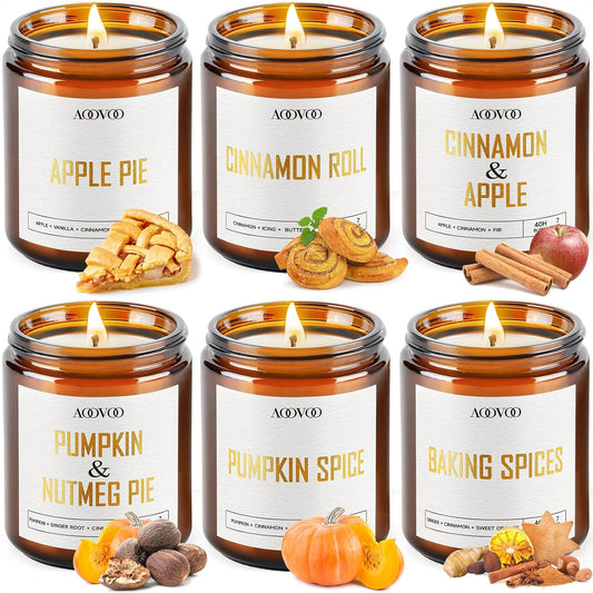AOOVOO Fall Scented Candles - 6 PC Soy Candle, 42 oz