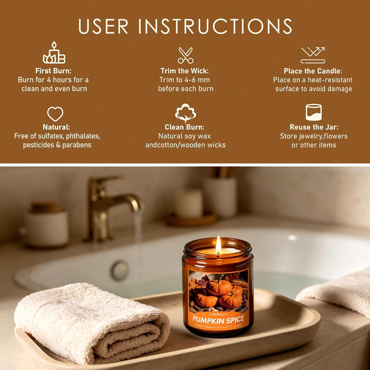 Fall Scented Candles - 6 PC Soy Wax Candle, 42 oz